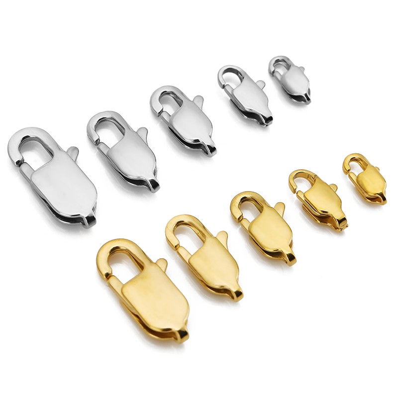 Lobster Clasp Silver - 10pcs คุณภาพสูงสแตนเลสสตีลสี่เหลี่ยมผืนผ้า Lobster Clasps Hooks Connector