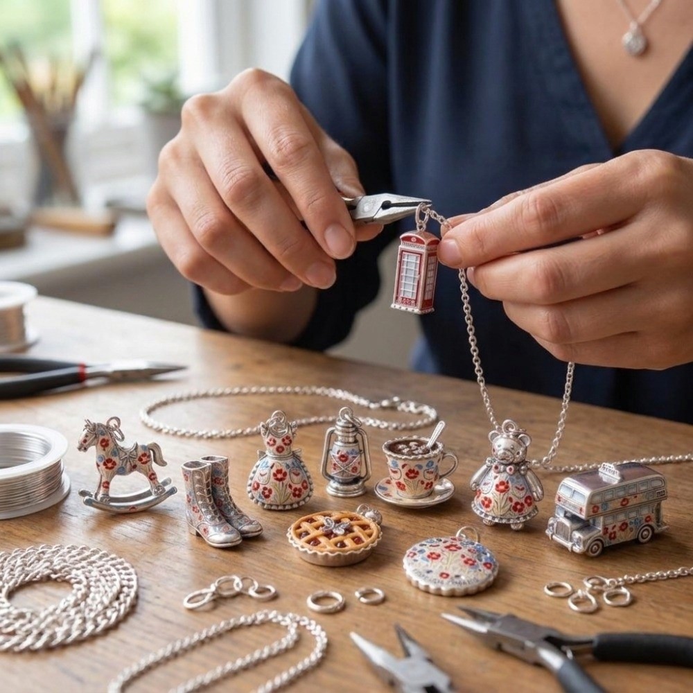 Jewelry Making London - จี้การ์ตูนสแตนเลสสตีลน่ารัก จิวเวลรี่ธีมอังกฤษขนาดเล็ก จี้สำหรับทำเครื่องประดับ ธีมลอนดอน วัสดุเคลือบอีนาเมล จี้