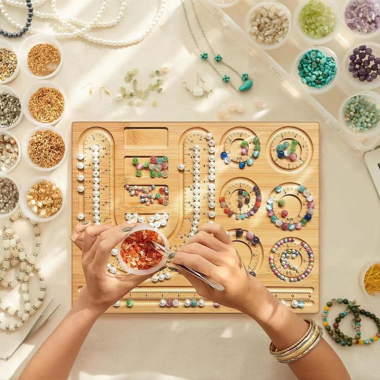 Jewelry Making Board - 8 ประเภทไม้ Flocked Beading ถาด DIY