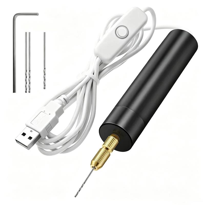 Jewelry Making Drill - 【สว่านไฟฟ้าขนาดเล็กแบบพกพาใช้พลังงาน USB พร้อมหัวสว่าน 3 ชิ้น ประสิทธิภาพเสถียรสำหรับงาน