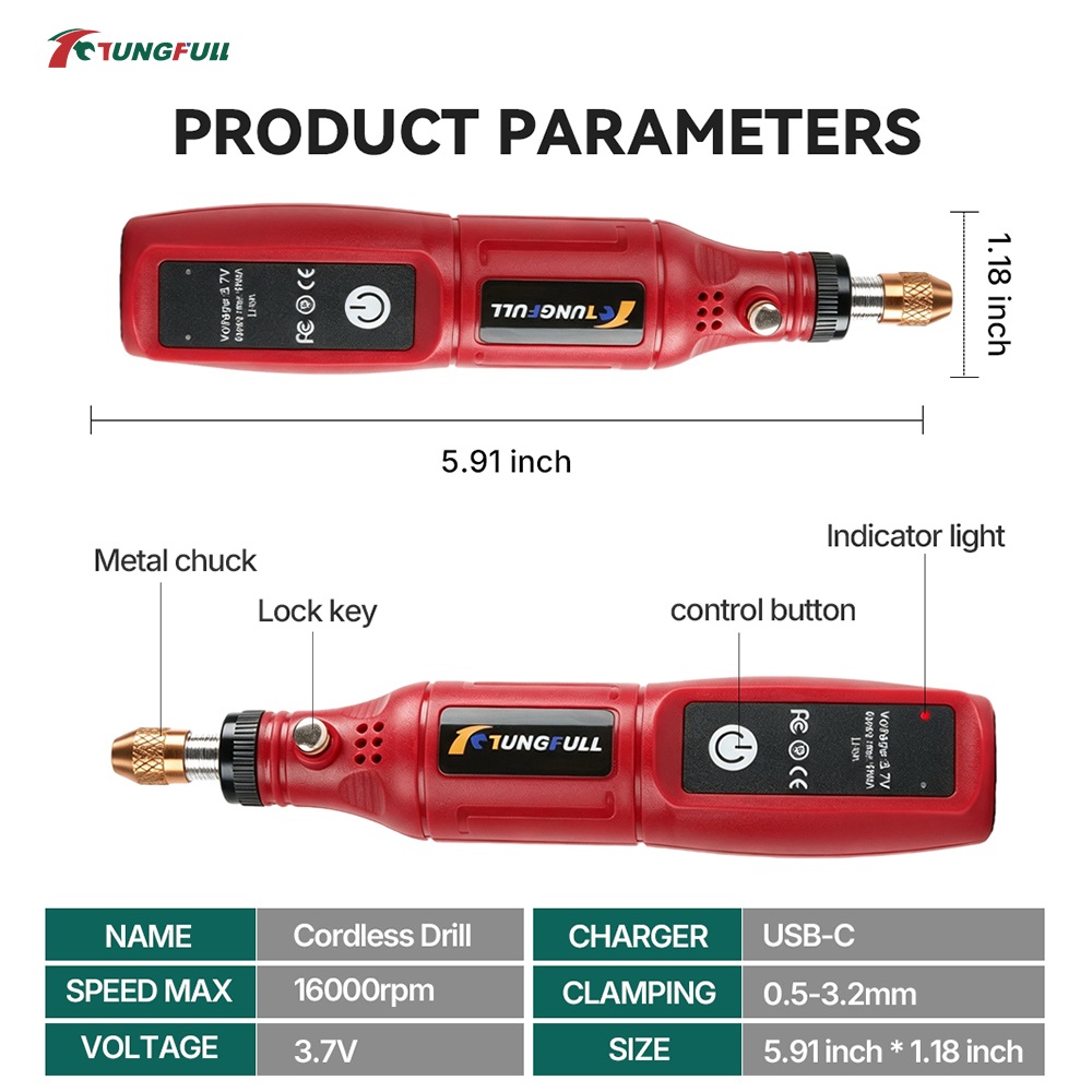 TUNGFULL เครื่องมือโรตารี่ไร้ส - Jewelry Making Drill บทวิจารณ์และราคา