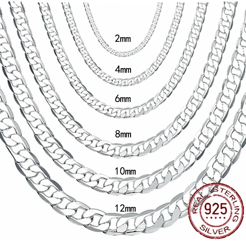 ผู้ชาย 925 สร้อยคอเงิน 2/4/6/8 - Lobster Clasp Silver บทวิจารณ์และราคา