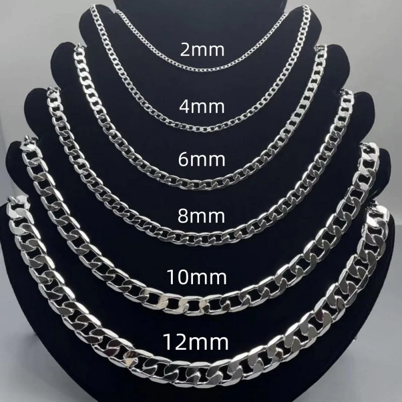ผู้ชาย 925 สร้อยคอเงิน 2/4/6/8 - Lobster Clasp Silver บทวิจารณ์และราคา