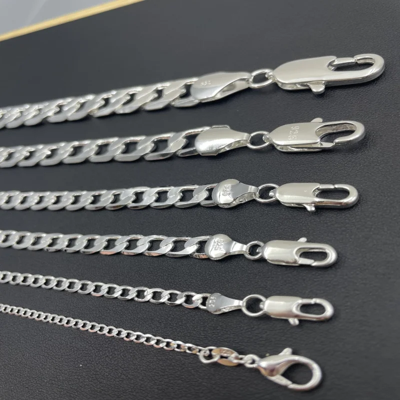 ผู้ชาย 925 สร้อยคอเงิน 2/4/6/8 - Lobster Clasp Silver บทวิจารณ์และราคา