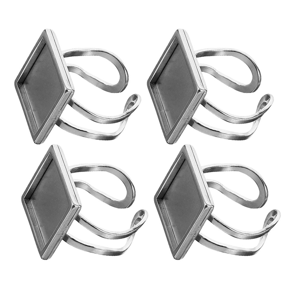 4 ชิ้น แหวนโลหะเปล่า สแตนเลสสต - Jewelry Making Gemstones บทวิจารณ์และราคา